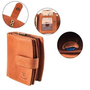 MATADOR | VALENCIA | Damen Portemonnaie Leder RFID Braun Konjak