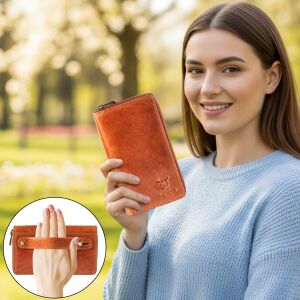 MATADOR MADRID 2 Leder Luxus Geldbörse RFID Damen Herren Braun Konjak