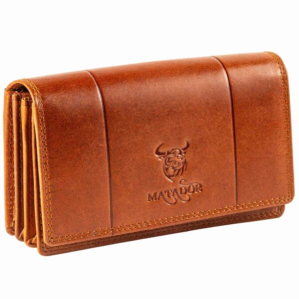 MATADOR VENEDIG Leder Damen Geldtasche Langbörse RFID Braun Konjak
