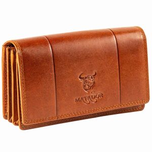 MATADOR VENEDIG Leder Damen Geldtasche Langbörse RFID Braun Konjak