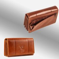 MATADOR VENEDIG Leder Damen Geldtasche Langbörse RFID Braun Konjak