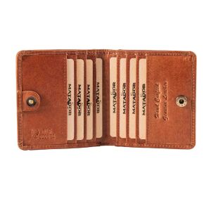 MATADOR WIEN Damen Herren Geldbörse klein Leder RFID Brieftasche Braun Konjak