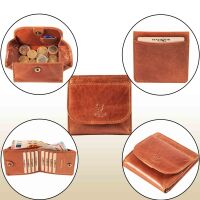 MATADOR WIEN Damen Herren Geldbörse klein Leder RFID Brieftasche Braun Konjak