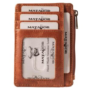 MATADOR MONTREAL Minigeldbörse Leder Kartenetui RFID Braun Konjak