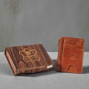 MATADOR MONTREAL Minigeldbörse Leder Kartenetui RFID Braun Konjak