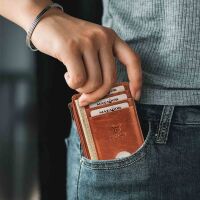 MATADOR MONTREAL Minigeldbörse Leder Kartenetui RFID Braun Konjak