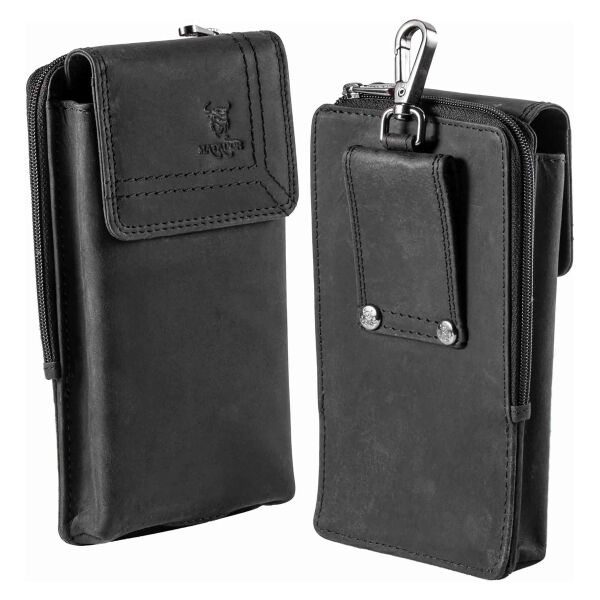 MATADOR BRISBANE Leder Universal Handytasche 6.9 Zoll Schwarz Matt